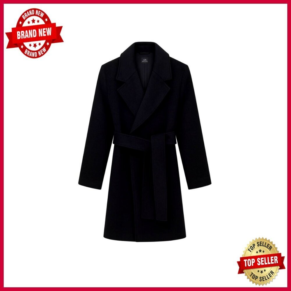 Wool Blend Belted Coat, Mid-Length Collared Jacket for Fall